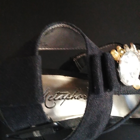 Black Suede Jeweled encrusted , size 6.5 Heels - Picture 5 of 9